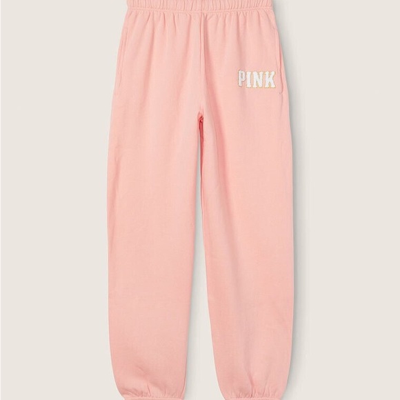 PINK Fleece Zip-Up Hoodie SET Chenille fur Logo Rosy Sweatpants - Picture 6 of 9